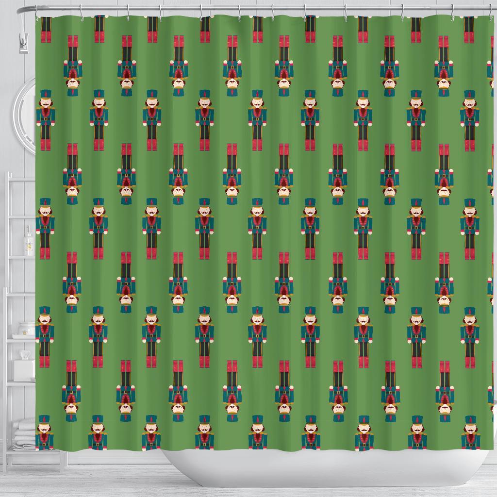 Nutcracker Green Pattern Print Bathroom Shower Curtain-grizzshop