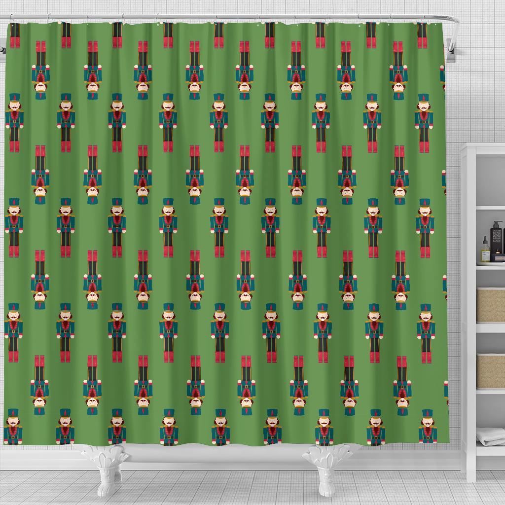 Nutcracker Green Pattern Print Bathroom Shower Curtain-grizzshop