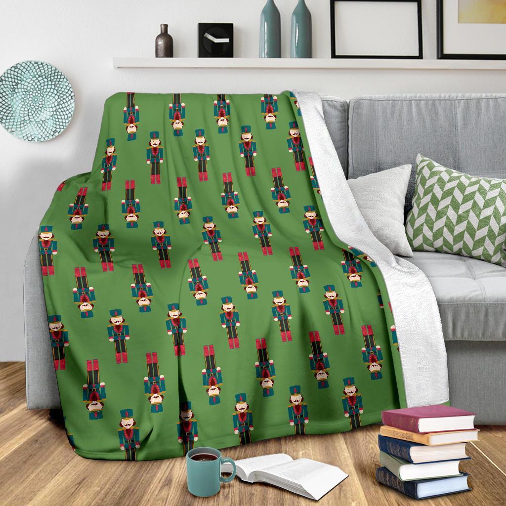 Nutcracker Green Pattern Print Blanket-grizzshop