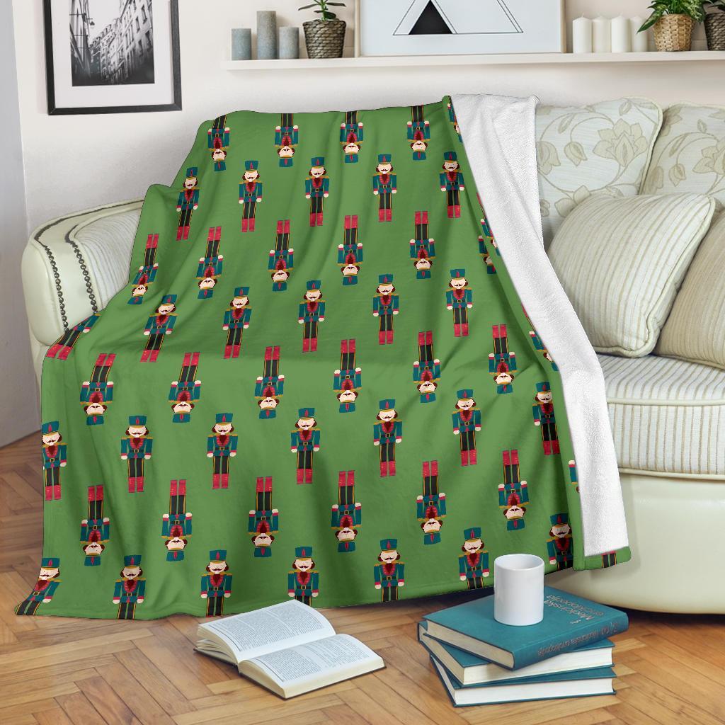 Nutcracker Green Pattern Print Blanket-grizzshop