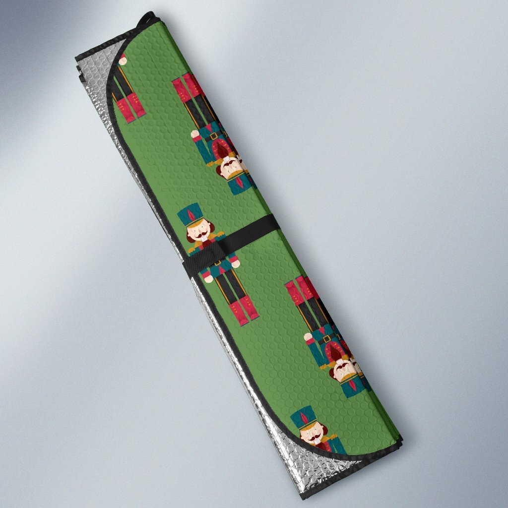 Nutcracker Green Pattern Print Car Sun Shade-grizzshop
