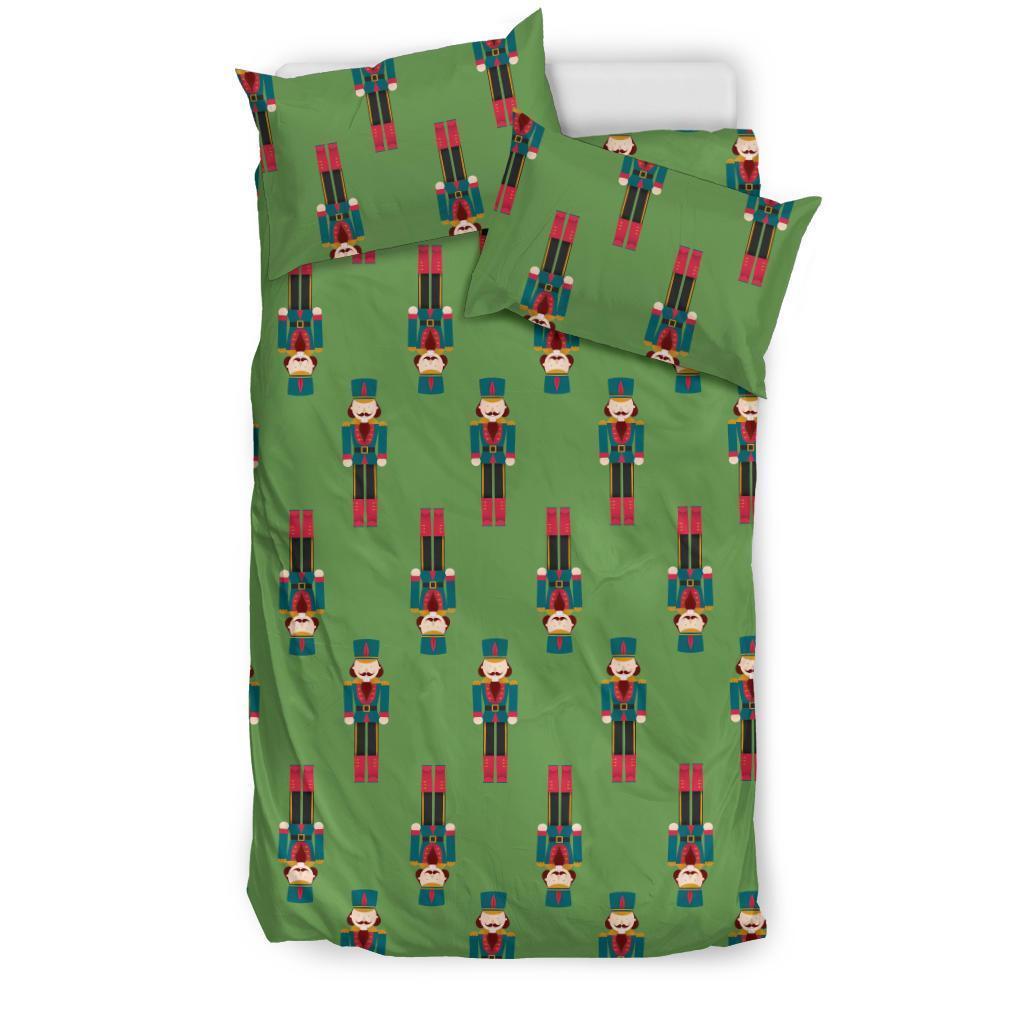 Nutcracker Green Pattern Print Duvet Cover Bedding Set-grizzshop