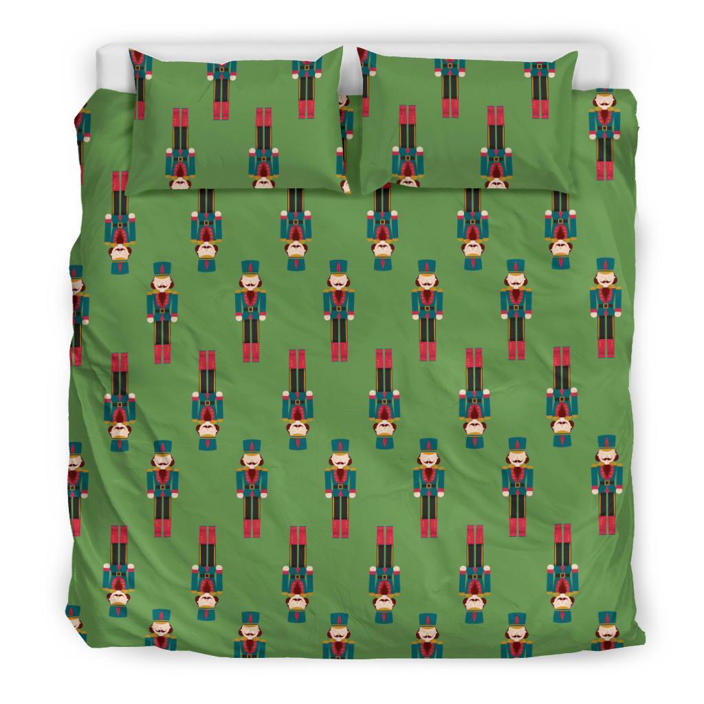 Nutcracker Green Pattern Print Duvet Cover Bedding Set-grizzshop