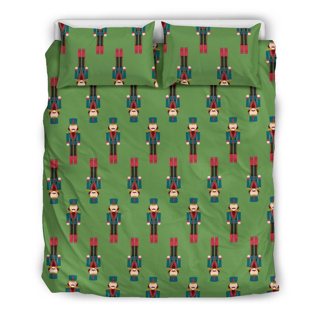 Nutcracker Green Pattern Print Duvet Cover Bedding Set-grizzshop