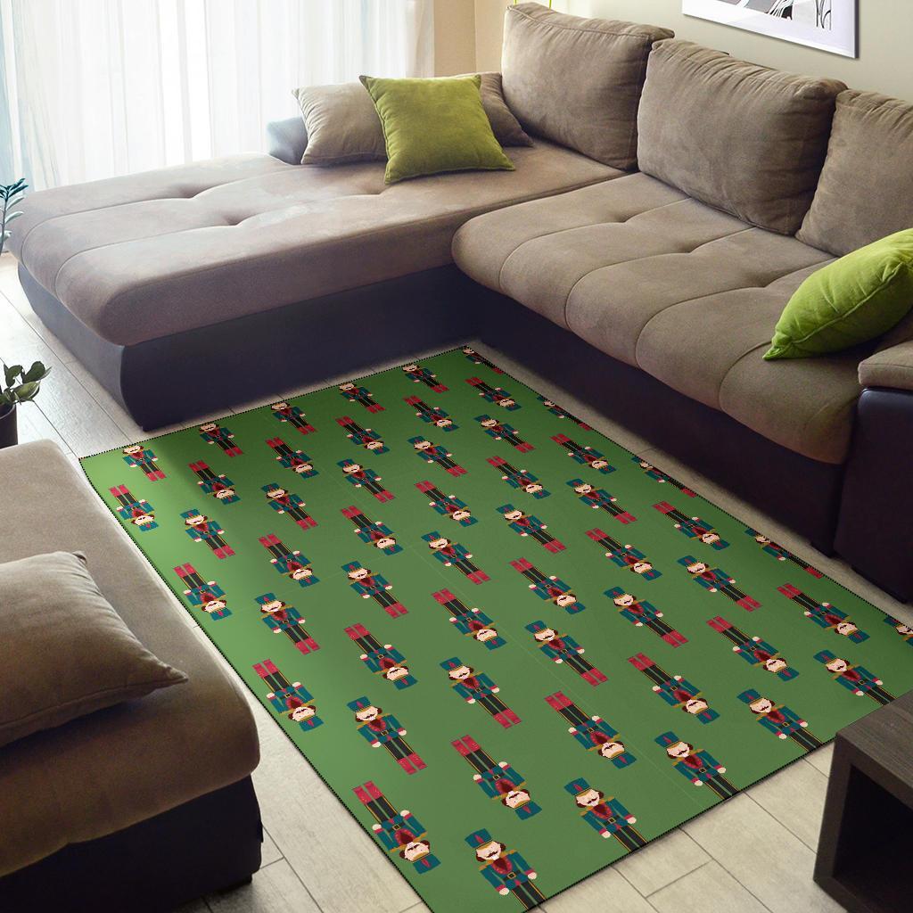 Nutcracker Green Pattern Print Floor Mat-grizzshop