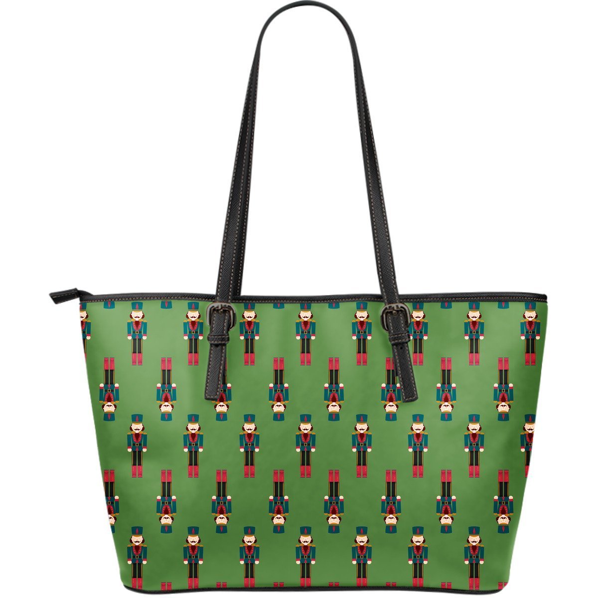 Nutcracker Green Pattern Print Leather Tote Bag-grizzshop