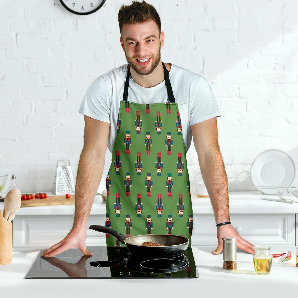 Nutcracker Green Pattern Print Men's Apron-grizzshop