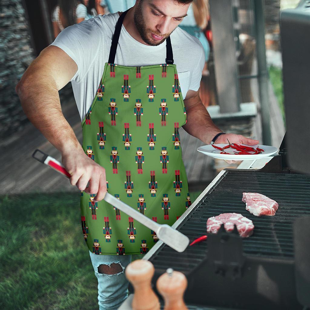 Nutcracker Green Pattern Print Men's Apron-grizzshop