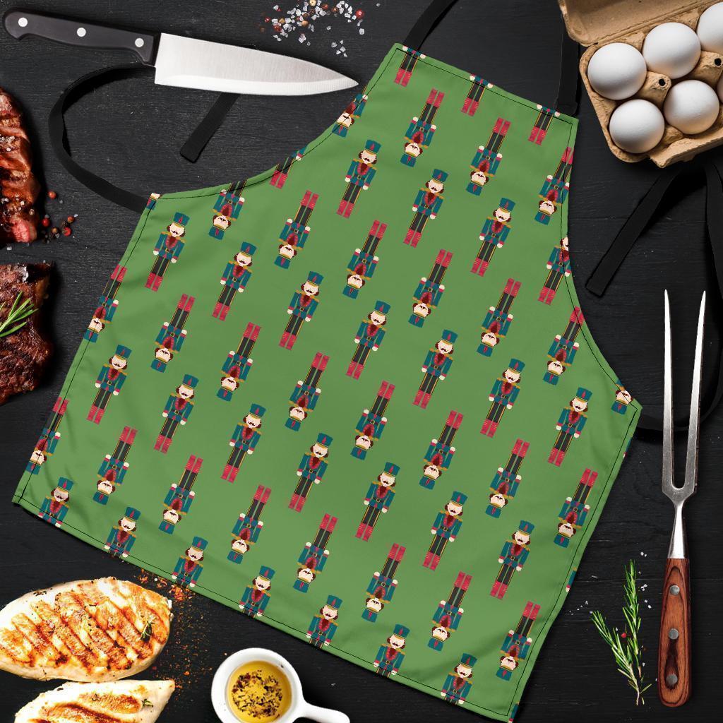 Nutcracker Green Pattern Print Men's Apron-grizzshop