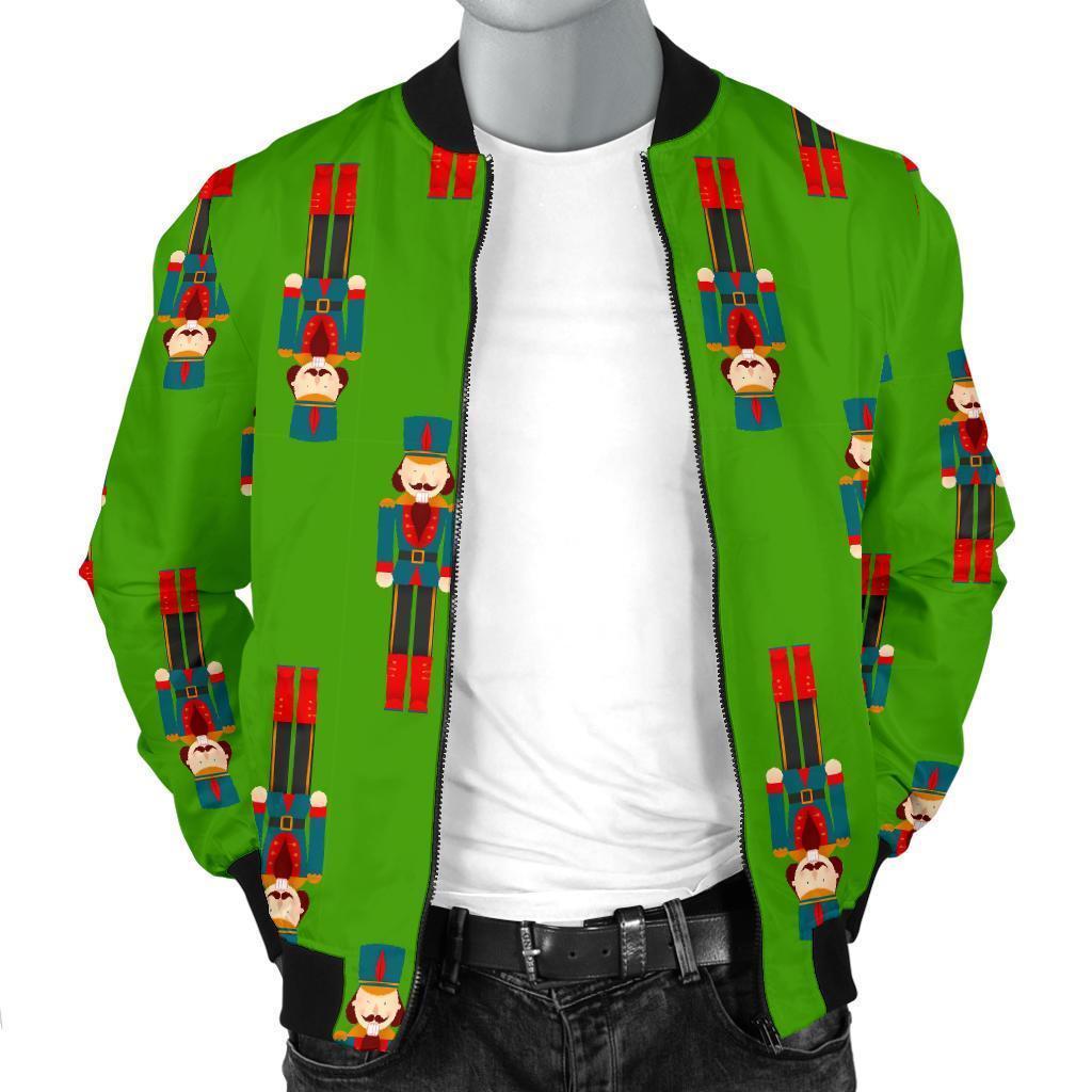 Nutcracker Green Pattern Print Men's Bomber Jacket-grizzshop