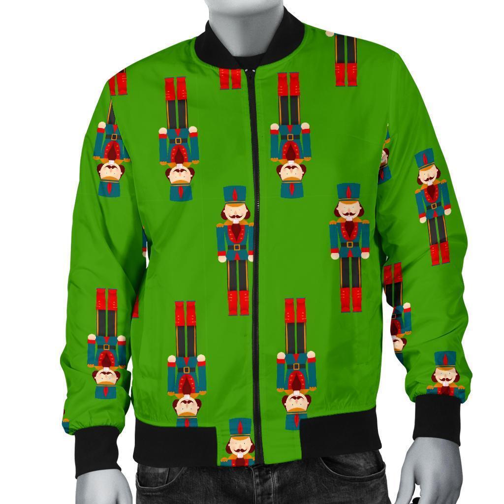 Nutcracker Green Pattern Print Men's Bomber Jacket-grizzshop