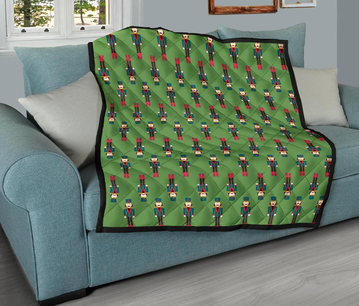 Nutcracker Green Pattern Print Quilt-grizzshop