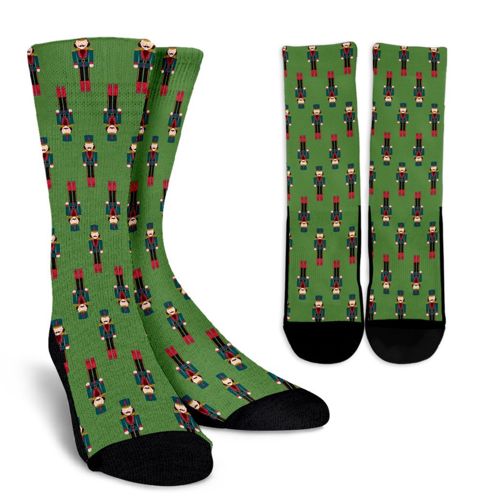 Nutcracker Green Pattern Print Unisex Crew Socks-grizzshop