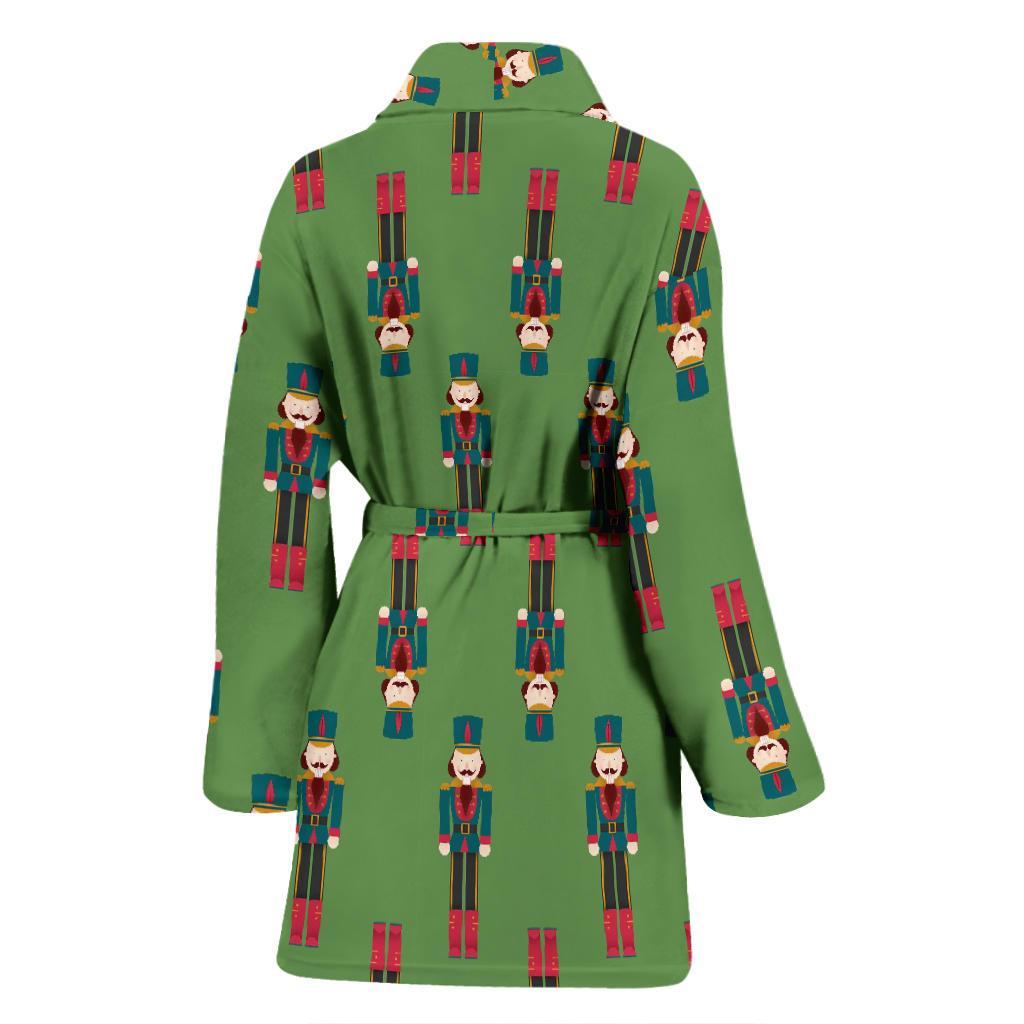 Nutcracker Green Pattern Print Women Long Robe-grizzshop