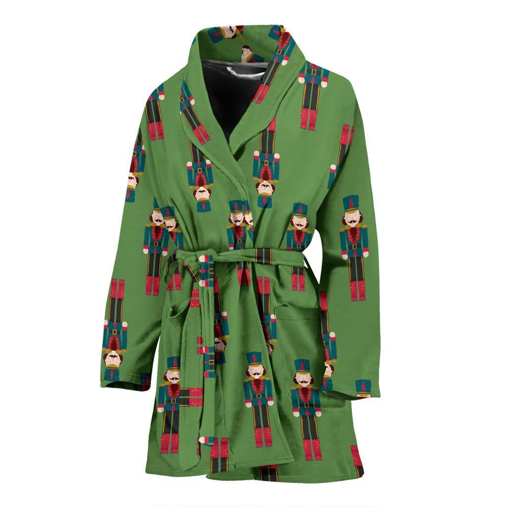 Nutcracker Green Pattern Print Women Long Robe-grizzshop