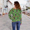 Nutcracker Green Pattern Print Women Off Shoulder Sweatshirt-grizzshop