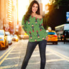 Nutcracker Green Pattern Print Women Off Shoulder Sweatshirt-grizzshop