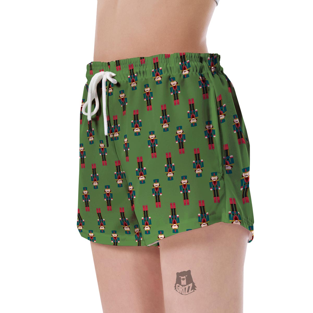 Nutcracker Green Pattern Print Women's Shorts-grizzshop