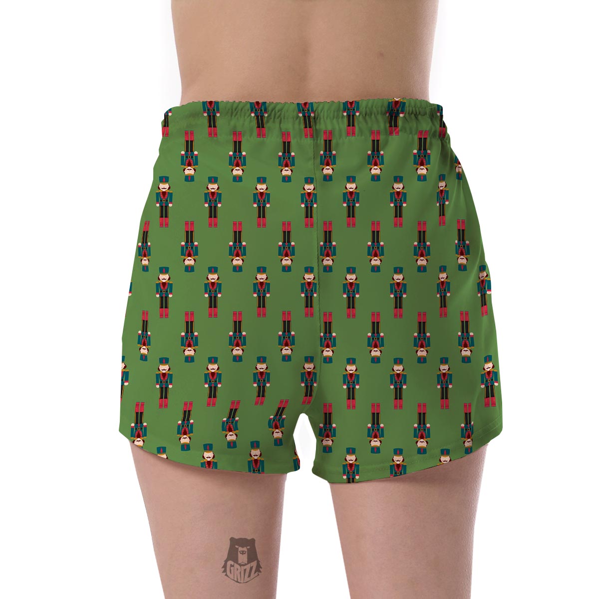 Nutcracker Green Pattern Print Women's Shorts-grizzshop