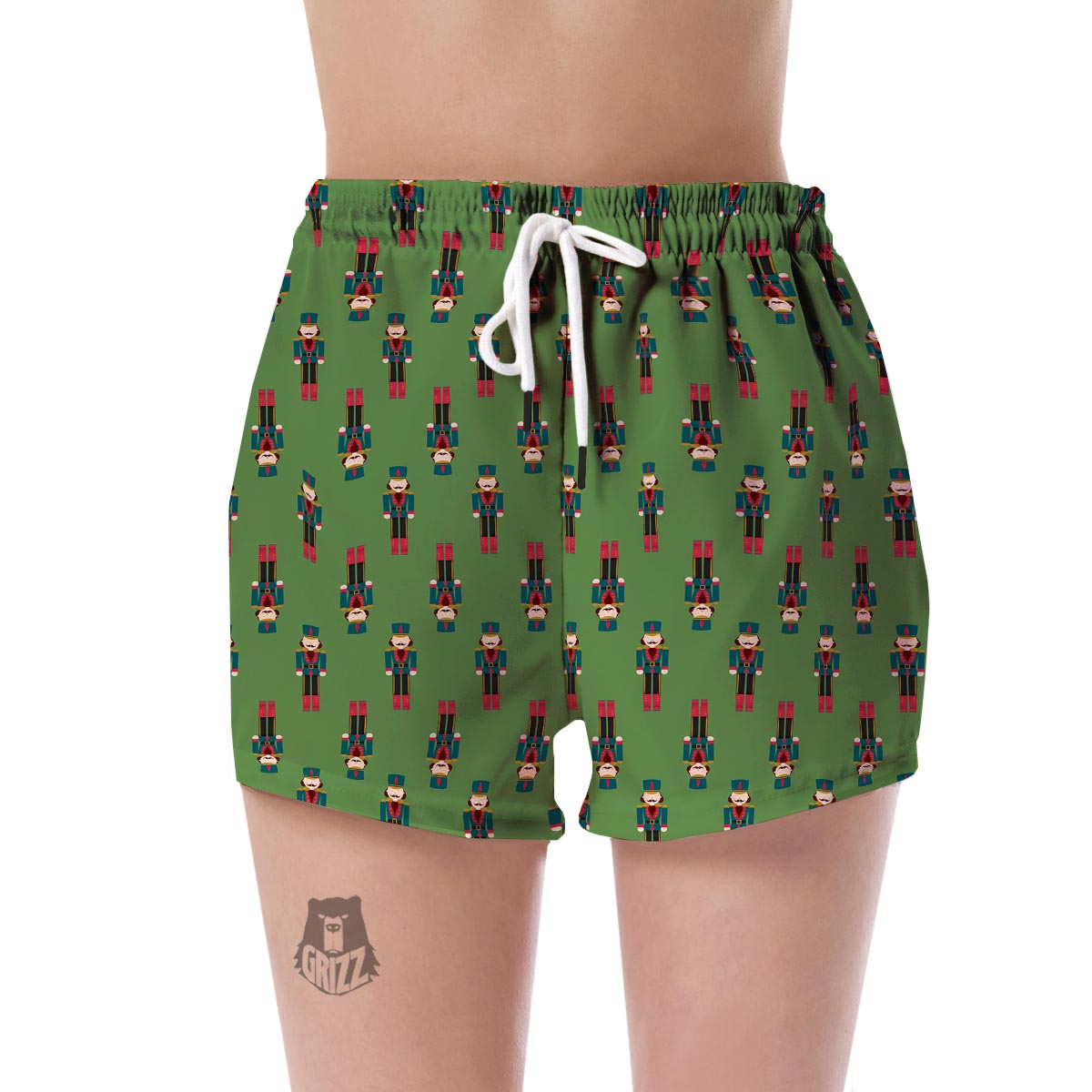 Nutcracker Green Pattern Print Women's Shorts-grizzshop