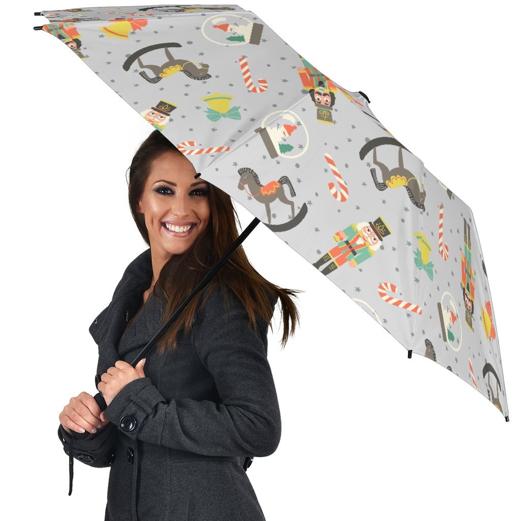 Nutcracker Pattern Print Automatic Foldable Umbrella-grizzshop