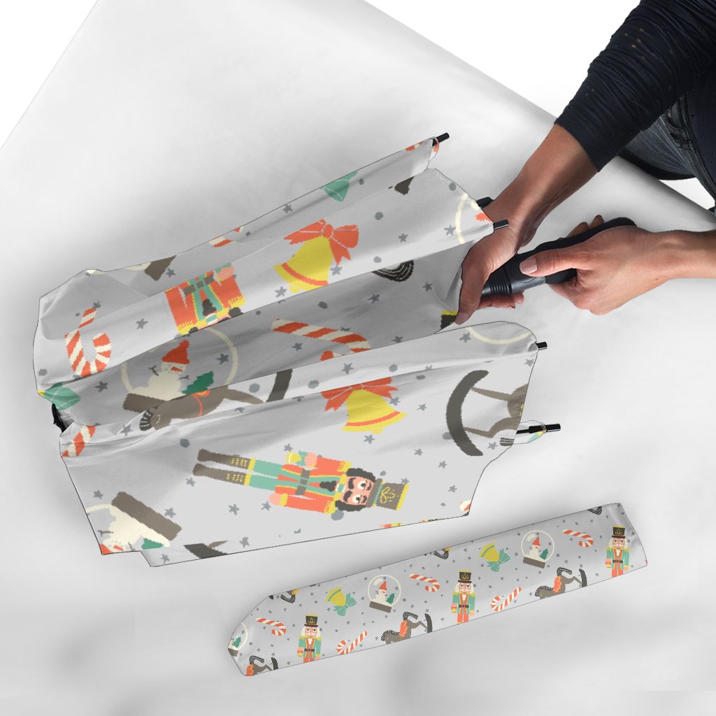 Nutcracker Pattern Print Automatic Foldable Umbrella-grizzshop