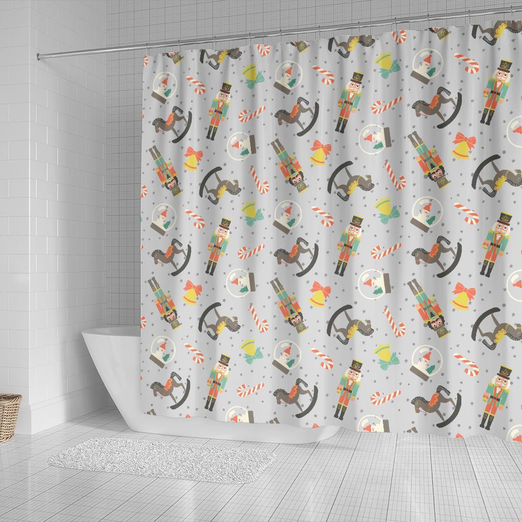 Nutcracker Pattern Print Bathroom Shower Curtain-grizzshop