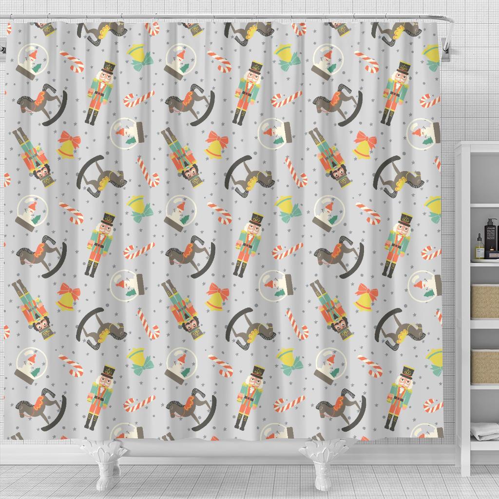 Nutcracker Pattern Print Bathroom Shower Curtain-grizzshop