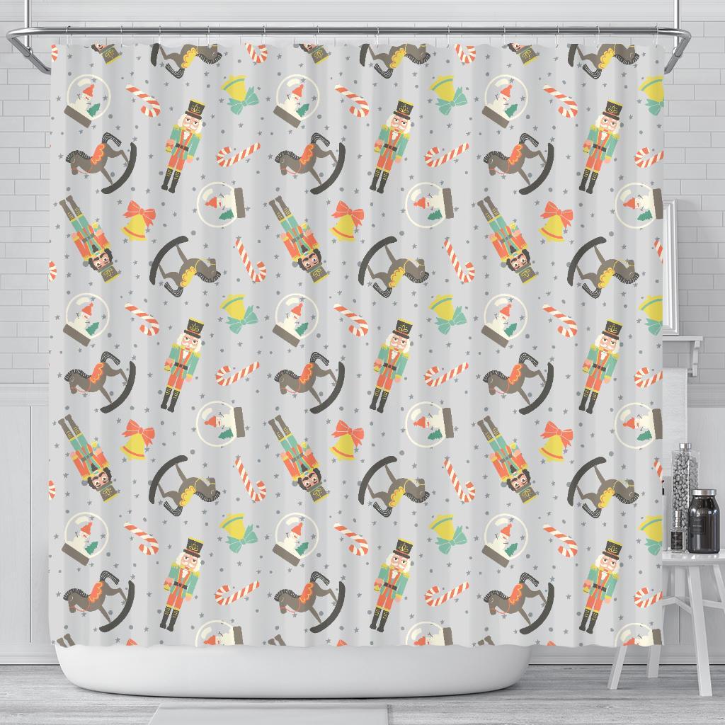 Nutcracker Pattern Print Bathroom Shower Curtain-grizzshop