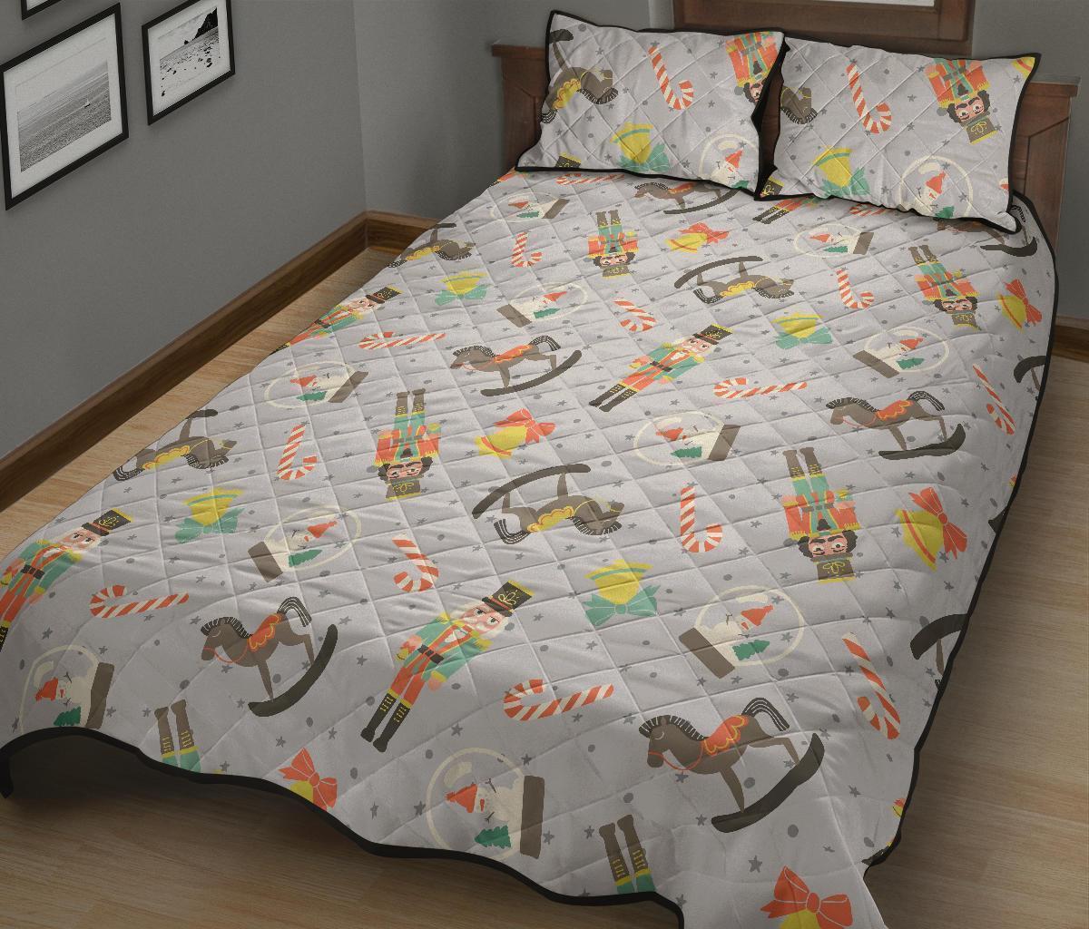 Nutcracker Pattern Print Bed Set Quilt-grizzshop