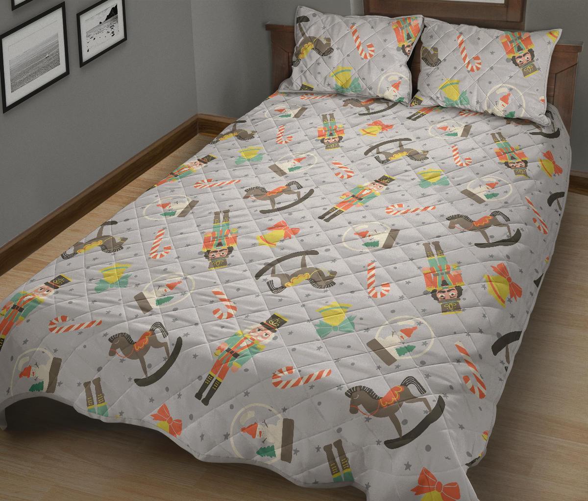 Nutcracker Pattern Print Bed Set Quilt-grizzshop