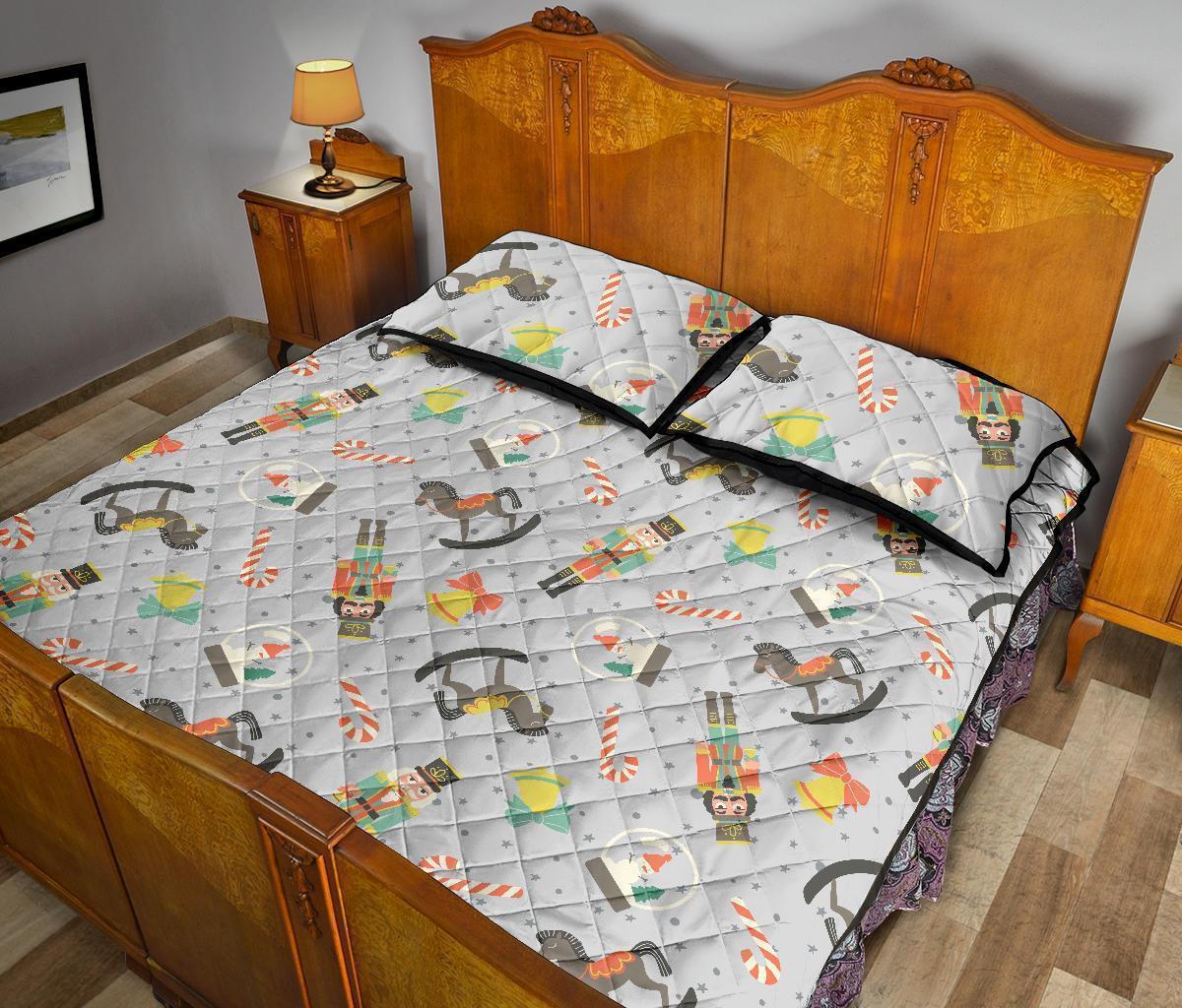 Nutcracker Pattern Print Bed Set Quilt-grizzshop