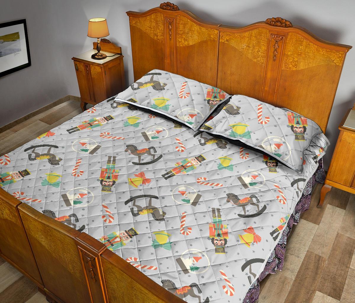 Nutcracker Pattern Print Bed Set Quilt-grizzshop