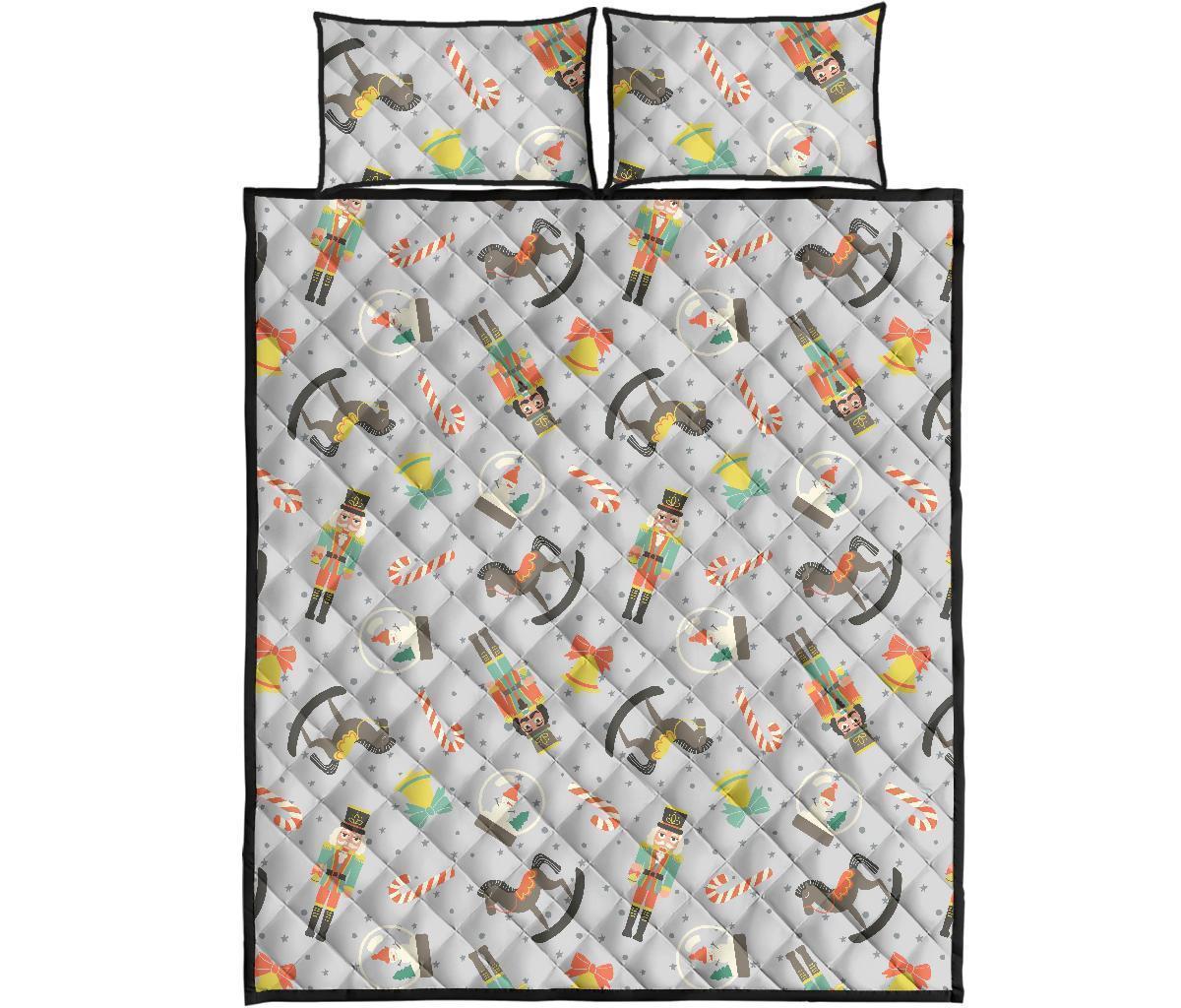 Nutcracker Pattern Print Bed Set Quilt-grizzshop