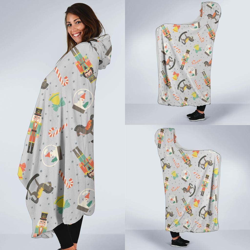 Nutcracker Pattern Print Hooded Blanket-grizzshop