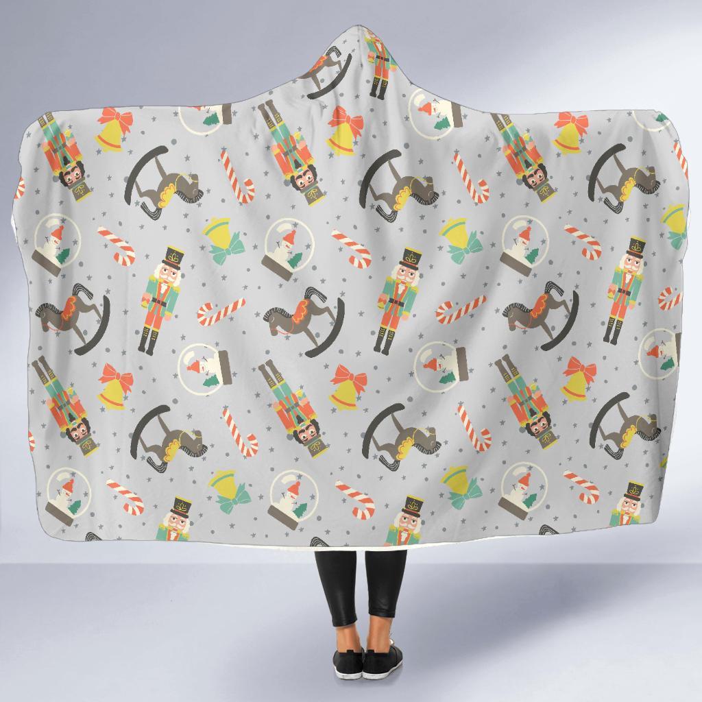 Nutcracker Pattern Print Hooded Blanket-grizzshop