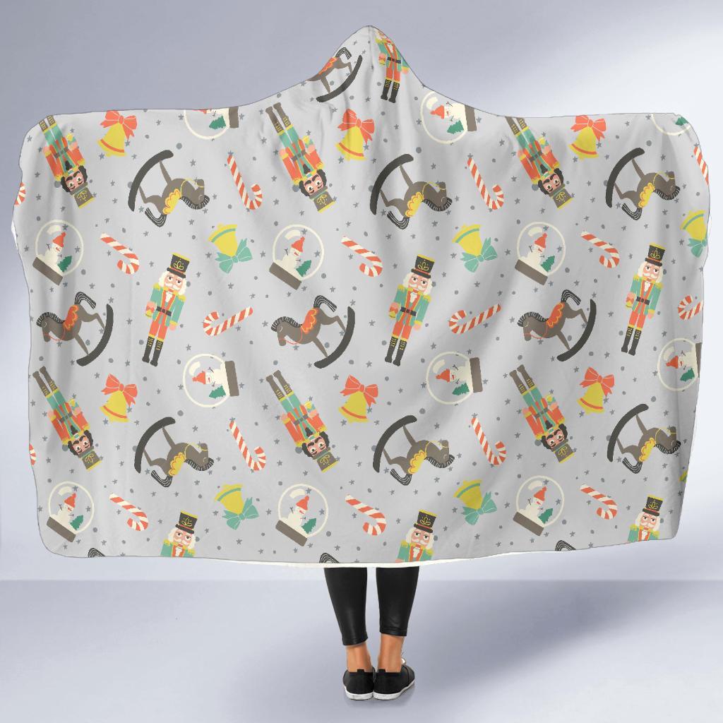 Nutcracker Pattern Print Hooded Blanket-grizzshop