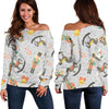 Nutcracker Pattern Print Women Off Shoulder Sweatshirt-grizzshop