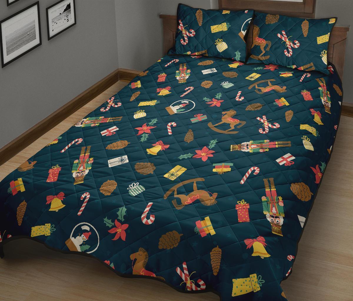 Nutcracker Print Pattern Bed Set Quilt-grizzshop