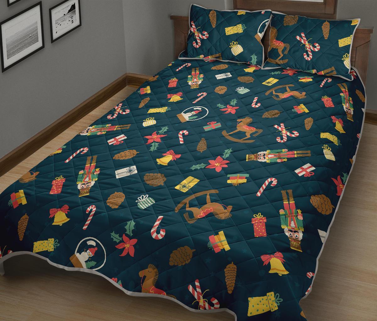 Nutcracker Print Pattern Bed Set Quilt-grizzshop