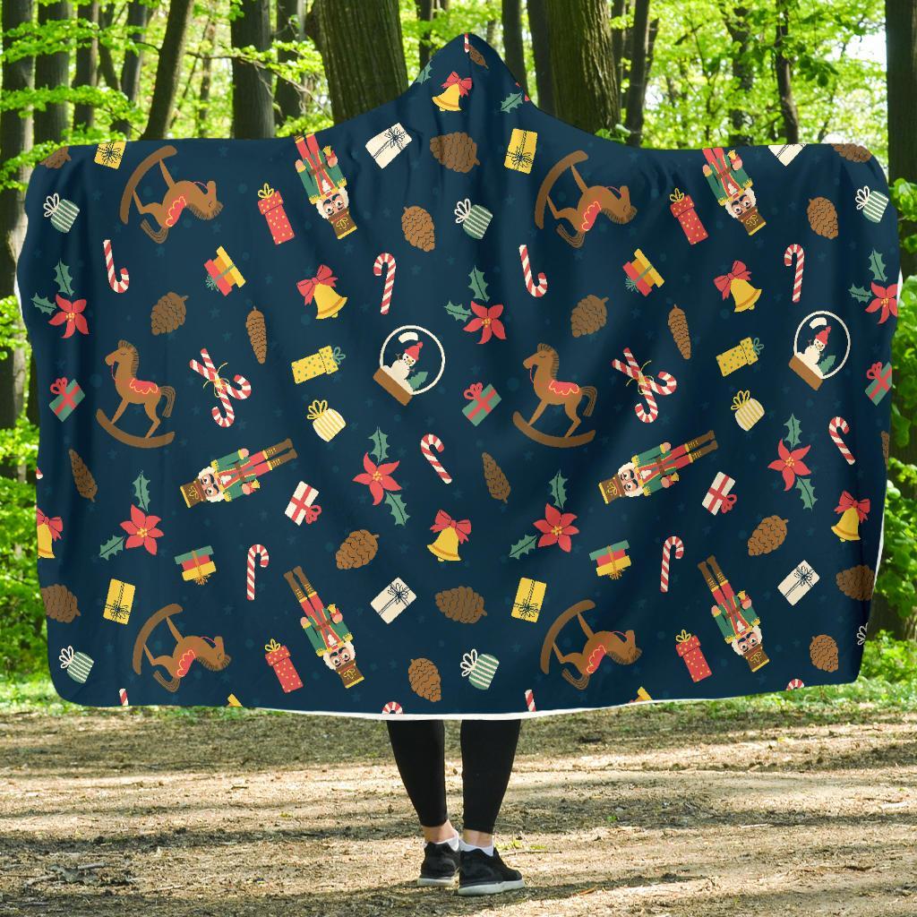 Nutcracker Print Pattern Hooded Blanket-grizzshop