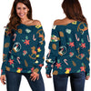 Nutcracker Print Pattern Women Off Shoulder Sweatshirt-grizzshop