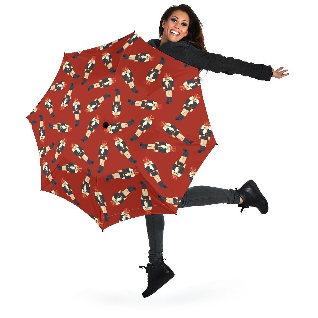 Nutcracker Red Pattern Print Automatic Foldable Umbrella-grizzshop