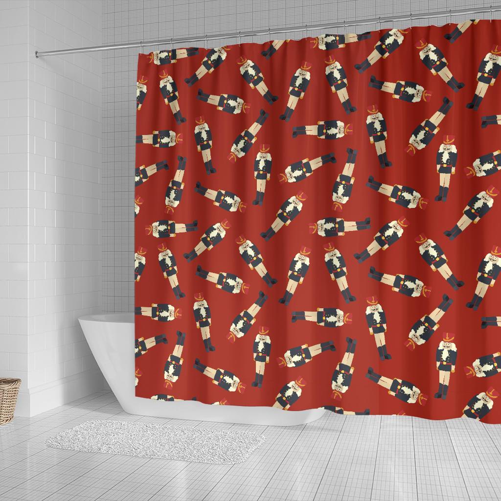 Nutcracker Red Pattern Print Bathroom Shower Curtain-grizzshop