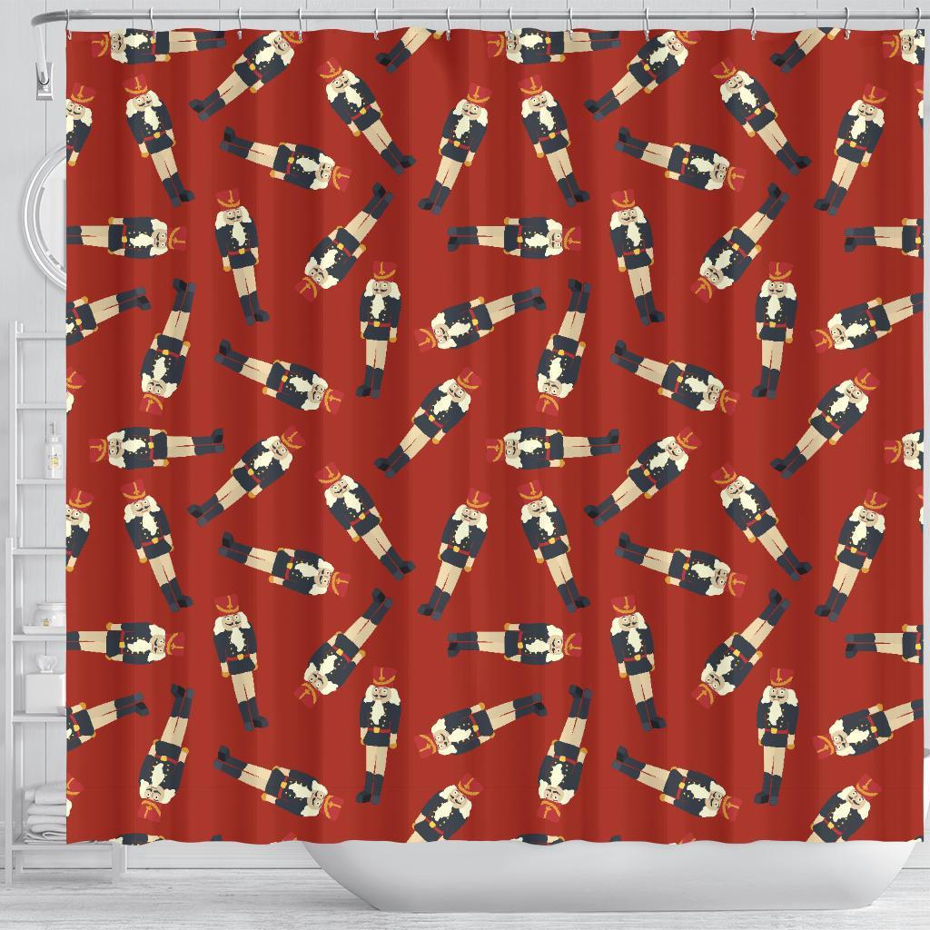 Nutcracker Red Pattern Print Bathroom Shower Curtain-grizzshop