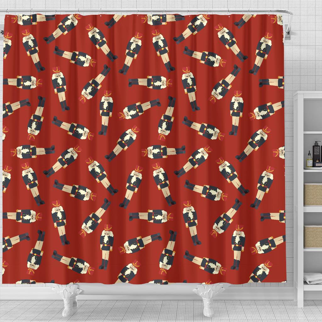 Nutcracker Red Pattern Print Bathroom Shower Curtain-grizzshop