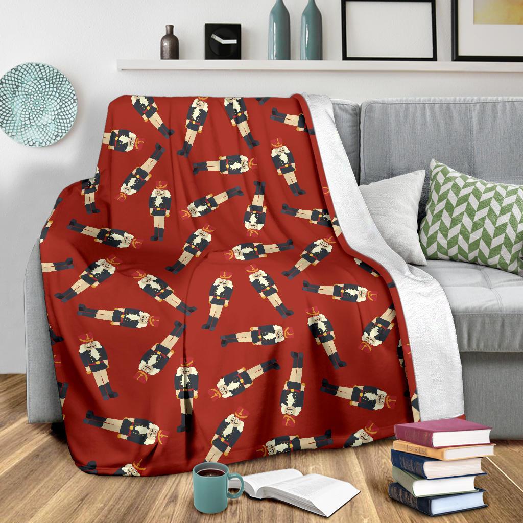 Nutcracker Red Pattern Print Blanket-grizzshop