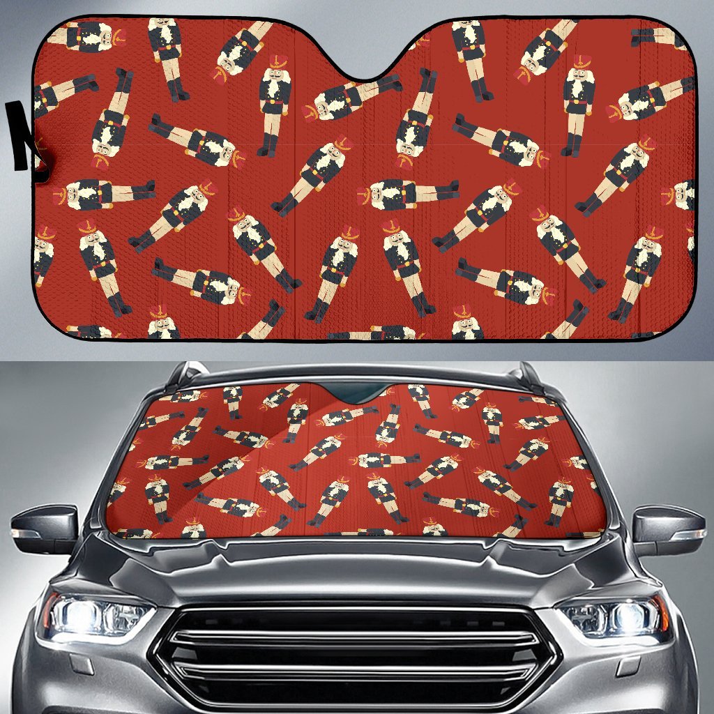 Nutcracker Red Pattern Print Car Sun Shade-grizzshop