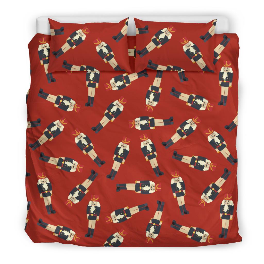 Nutcracker Red Pattern Print Duvet Cover Bedding Set-grizzshop