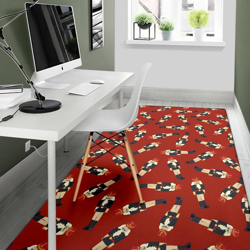 Nutcracker Red Pattern Print Floor Mat-grizzshop